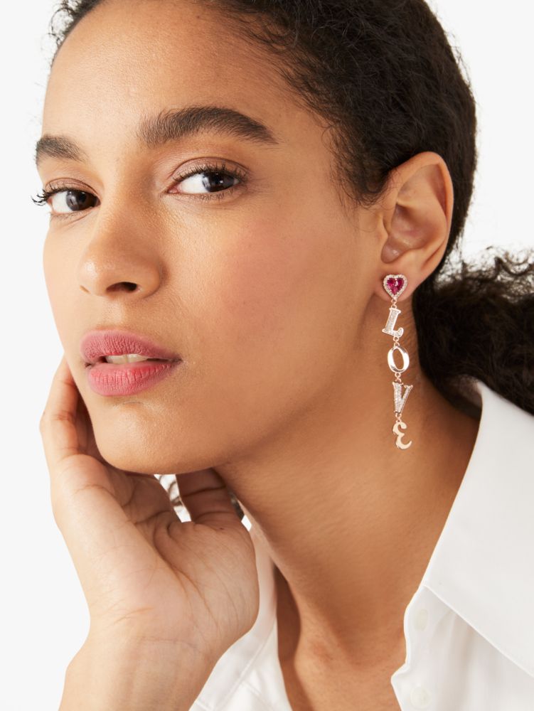 Kate Spade,Spell It Out Love Linear Earrings,