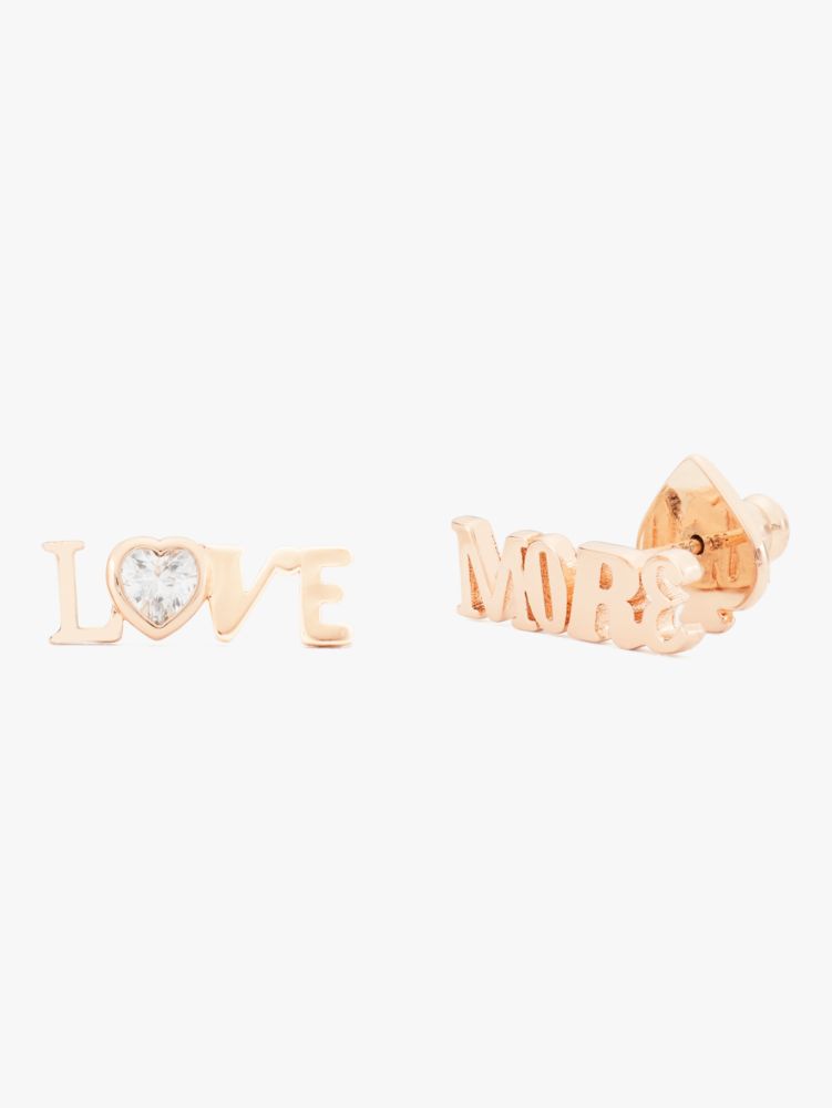 Kate Spade,spell it out more love studs,earrings,Clear/Rose Gold
