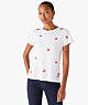 Kate Spade,embroidered kisses tee,tops & blouses,Fresh White