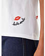 Kate Spade,embroidered kisses tee,tops & blouses,Fresh White