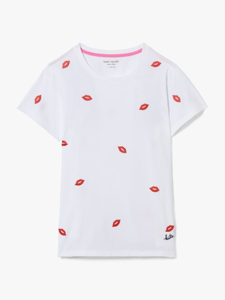 Kate Spade,Embroidered Kisses Tee,
