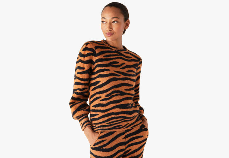 Kate Spade,tiger stripe dream sweater,sweaters,60%,Light Chestnut