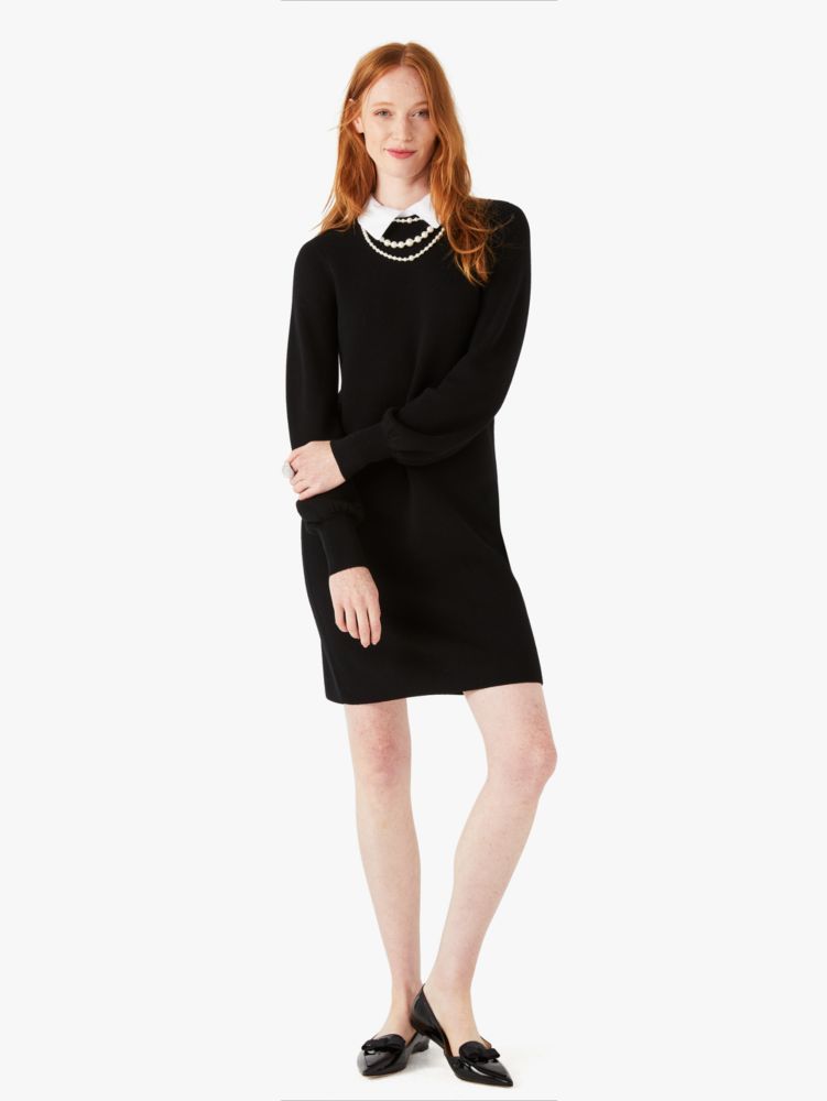 Black sweater dress outlet with pearls