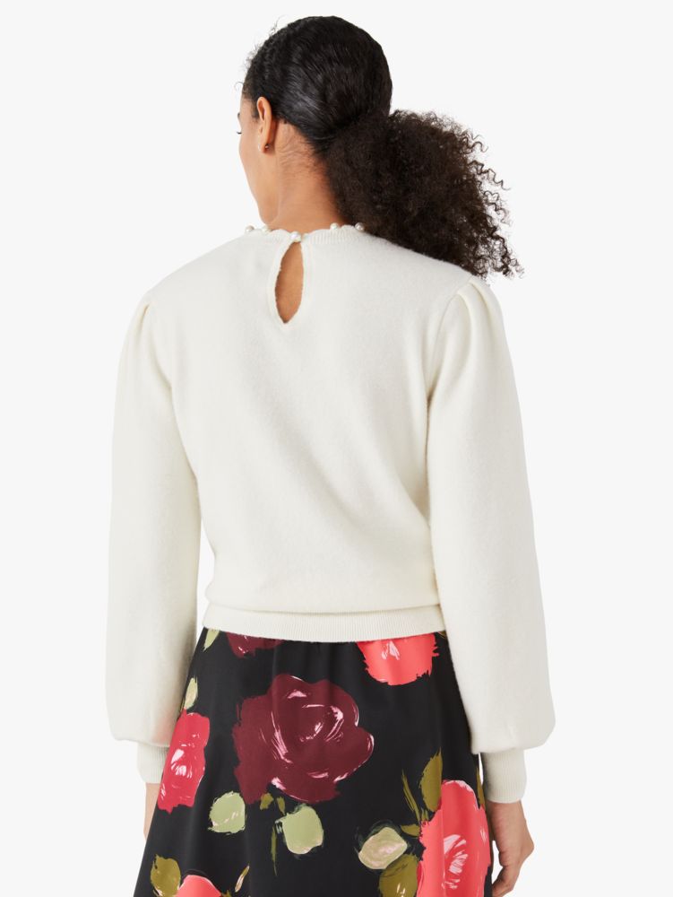 Kate Spade,Pearl-edged Crewneck Sweater,