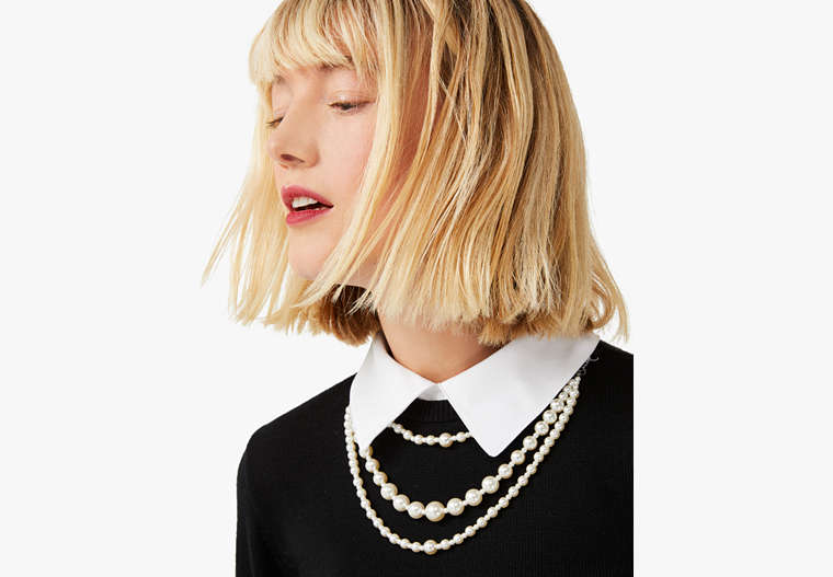 Kate Spade,pearl necklace sweater,sweaters,Black