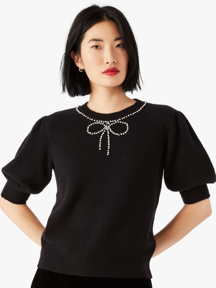 Pearl Rhinestone Bow Sweater | Kate Spade New York | Kate Spade New York