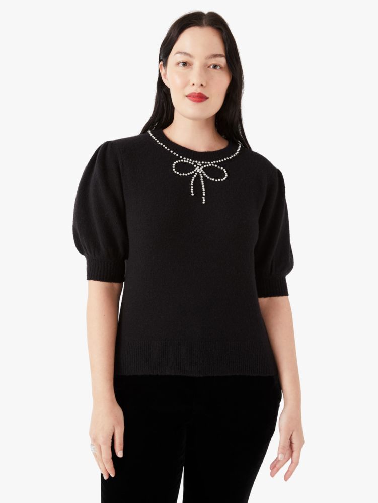 Kate Spade,Pearl-rhinestone Bow Sweater,