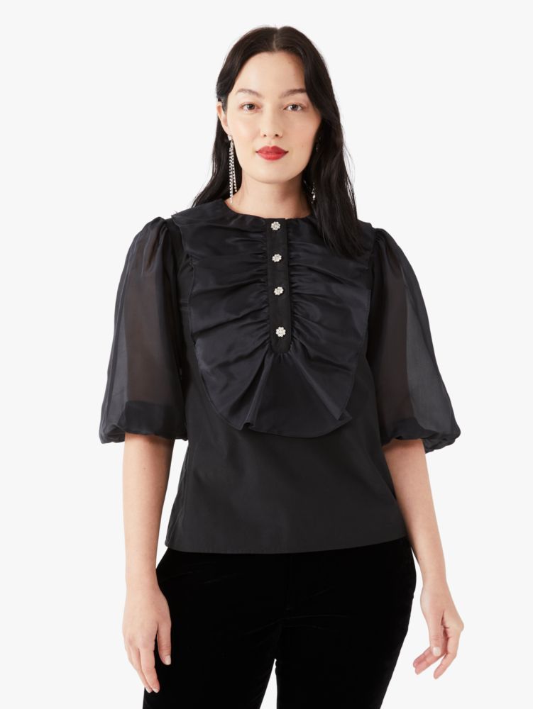 Kate Spade,ruffle tuxedo top,tops & blouses,