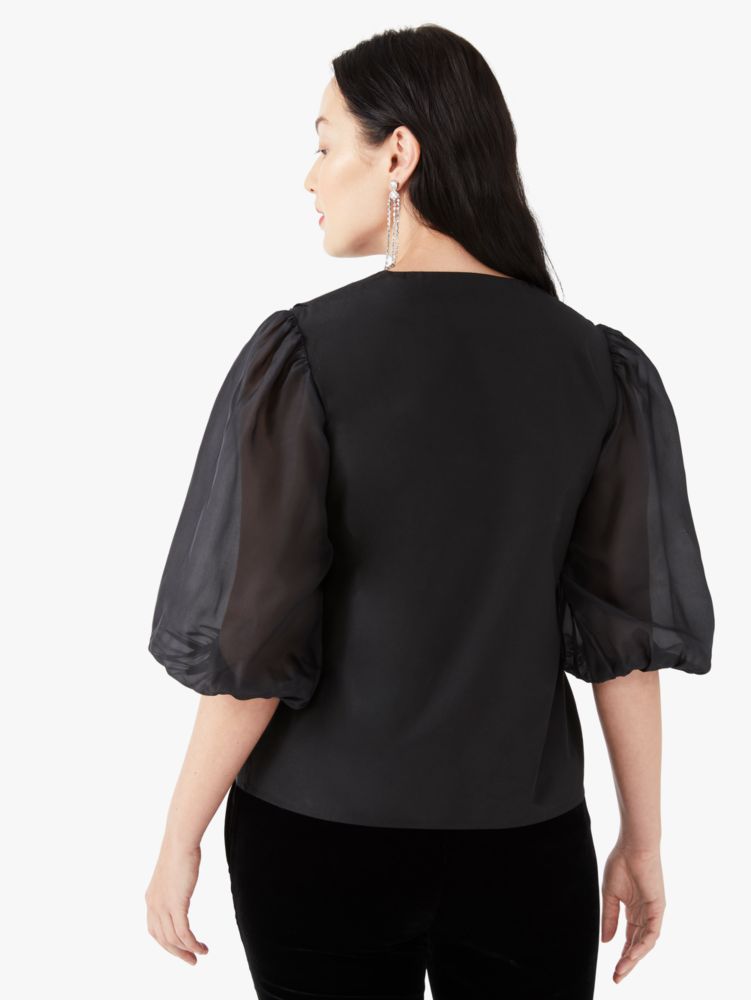 Kate Spade,ruffle tuxedo top,tops & blouses,