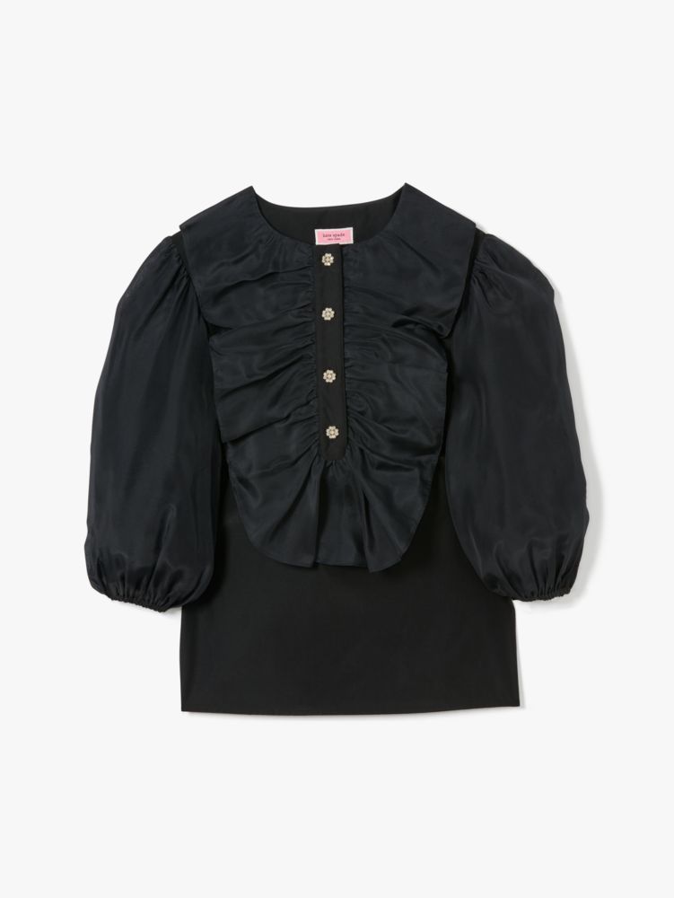 Kate Spade,Ruffle Tuxedo Top,