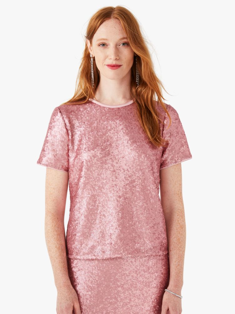 Kate Spade,sequin bow-back top,tops & blouses,New Rose