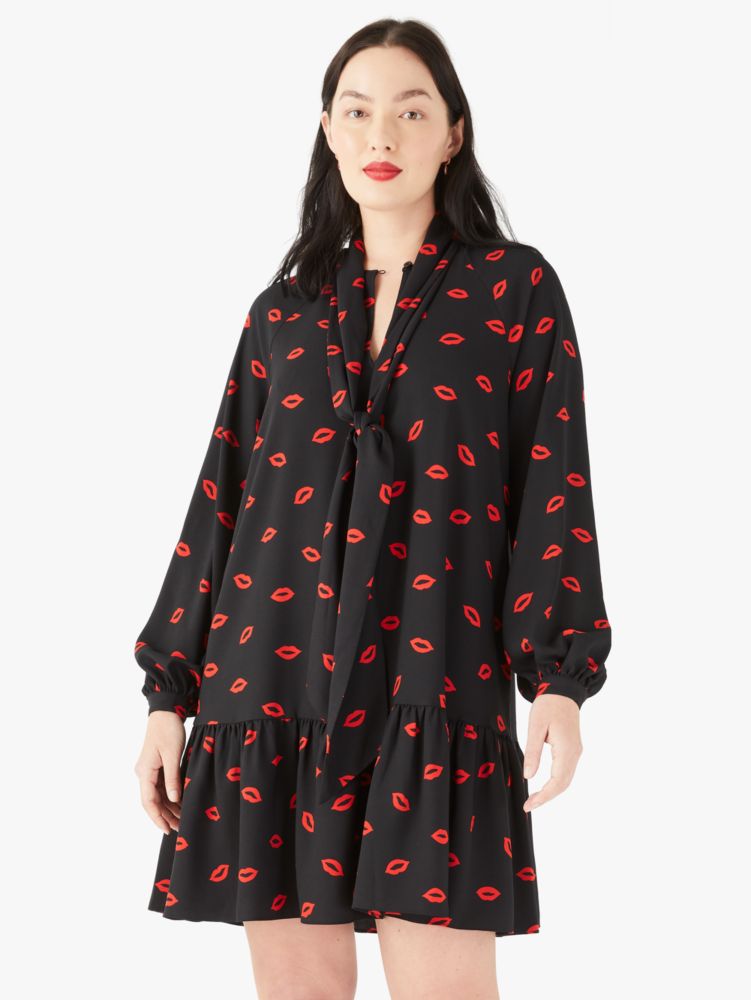 Kate Spade,Kisses Tie-neck Shift Dress,