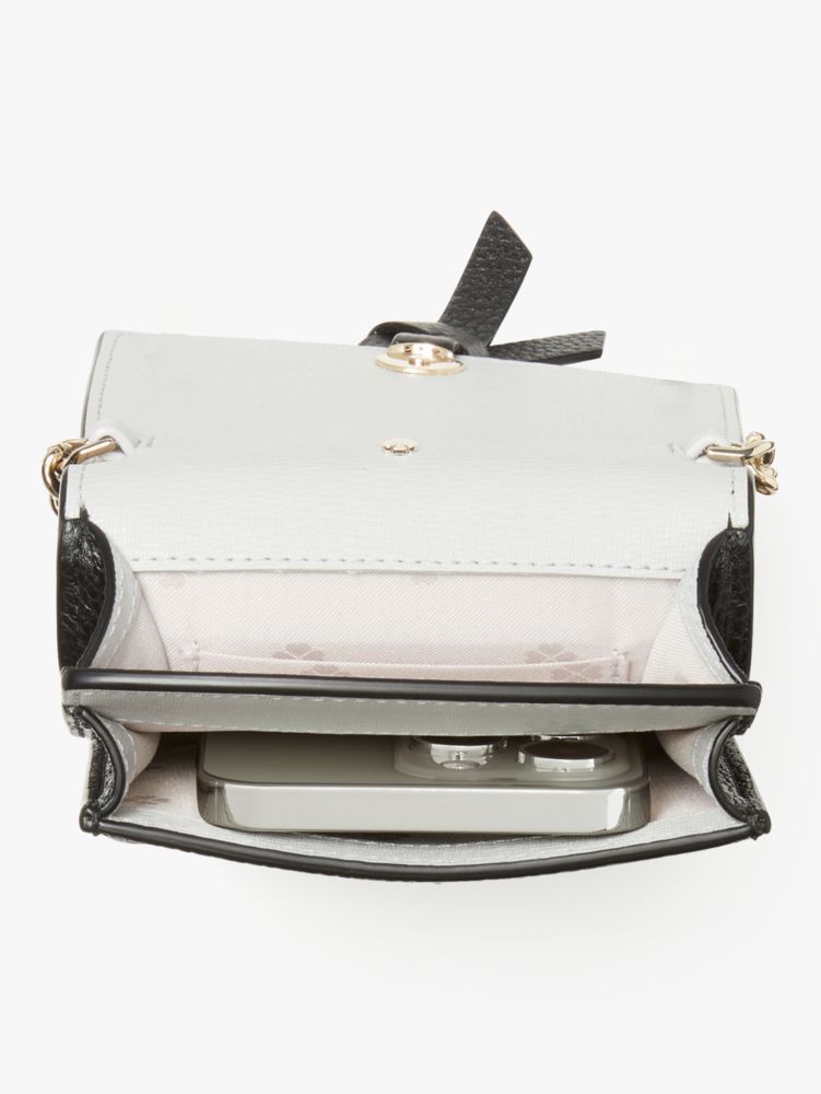 Kate Spade,Knott North South Phone Crossbody,Leather,Mobile Bag,Metal Material,Chain Detail,Logo,Metal,Shoulder Guard,Casual,Black