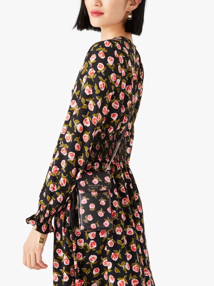 Spencer Ditsy Rose North South Phone Crossbody, Black Multi, Product