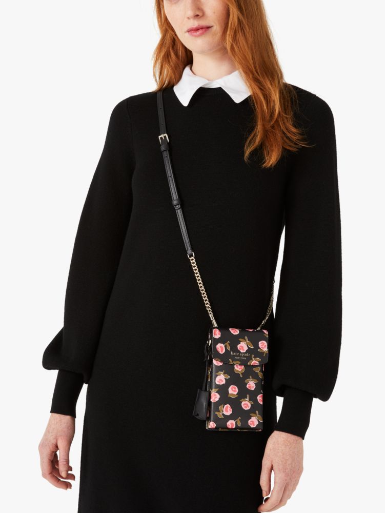 Spencer Ditsy Rose North South Phone Crossbody, Black Multi, Product