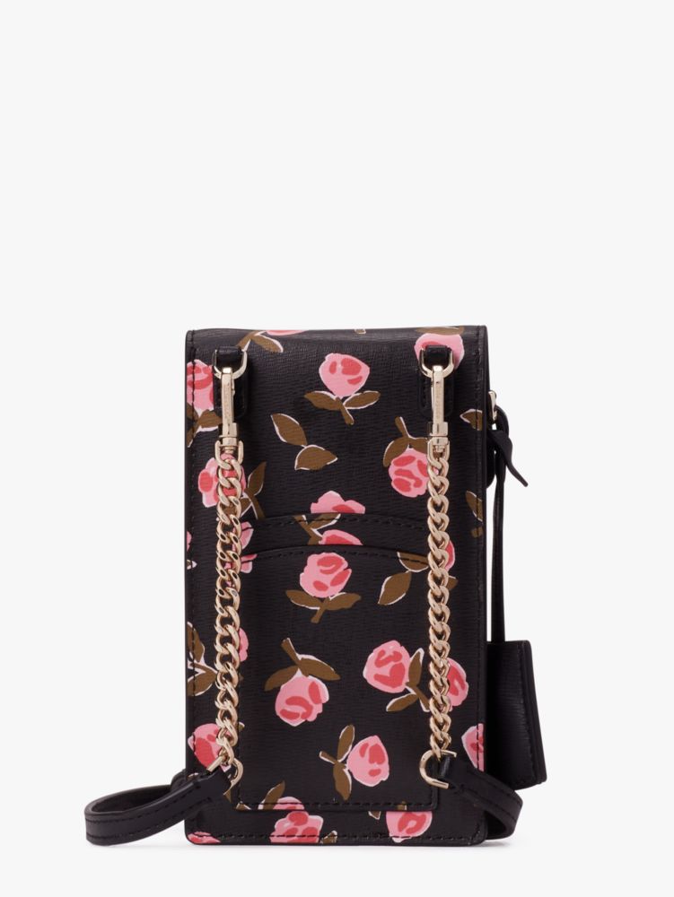 Spencer Ditsy Rose North South Phone Crossbody, Black Multi, Product