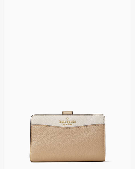 Kate Spade,leila medium compact bifold wallet,Light Sand Multi