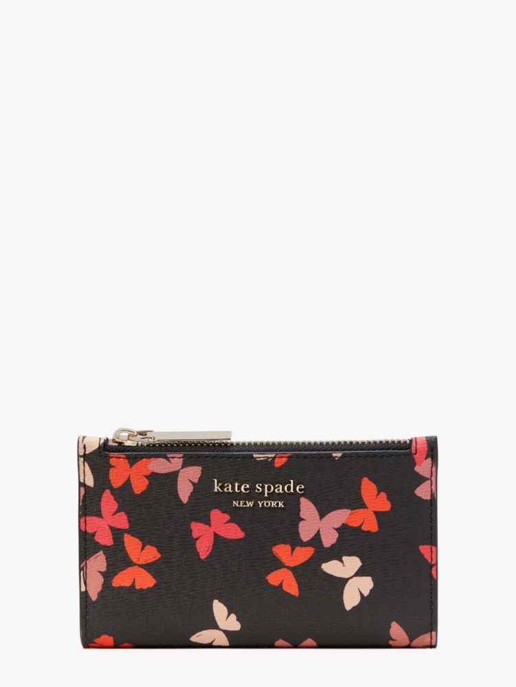 Black Multi Spencer Butterfly Small Slim Bifold Wallet