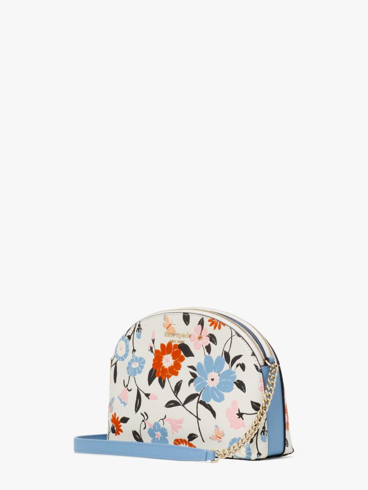 Spencer Floral Garden Embossed Double Zip Dome Crossbody