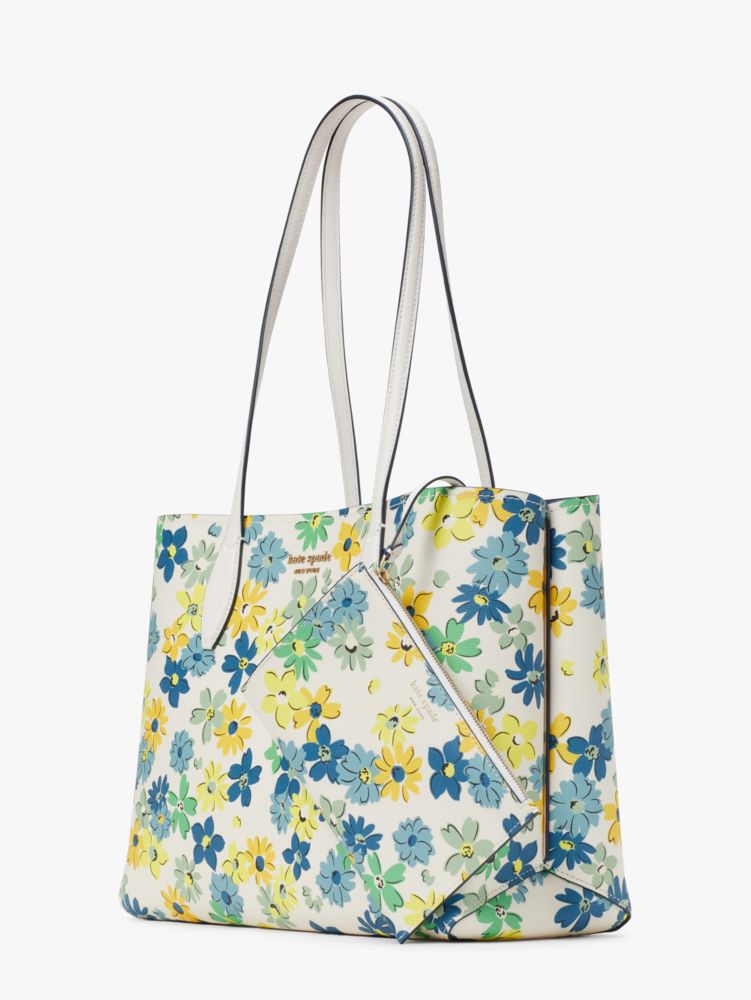 Kate Spade,All Day Floral Medley Large Tote,Large,Parchment Multi