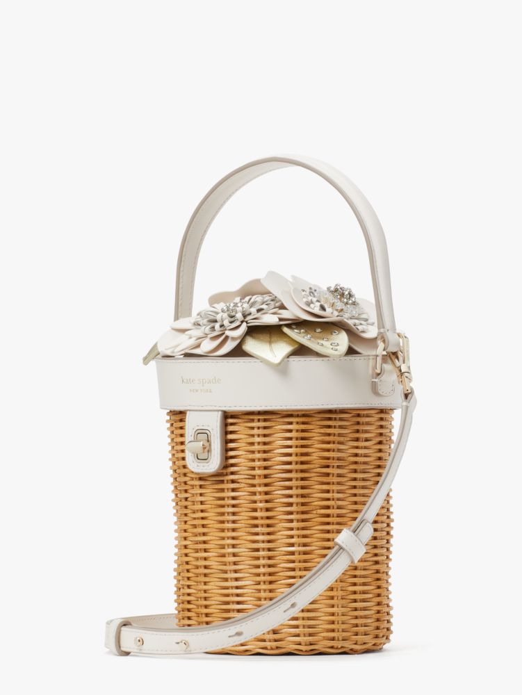 Kate Spade,Bridal Wicker Flower Pot Crossbody,crossbody bags,Medium,Bridal,Multi