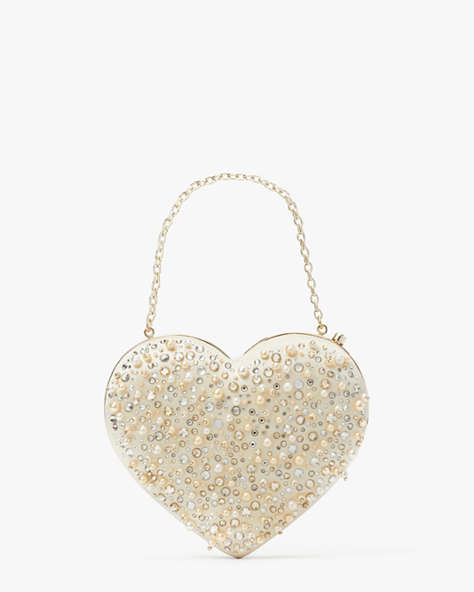 Kate Spade,Bridal Embellished 3D Heart Clutch,clutches,Small,Bridal,Multi