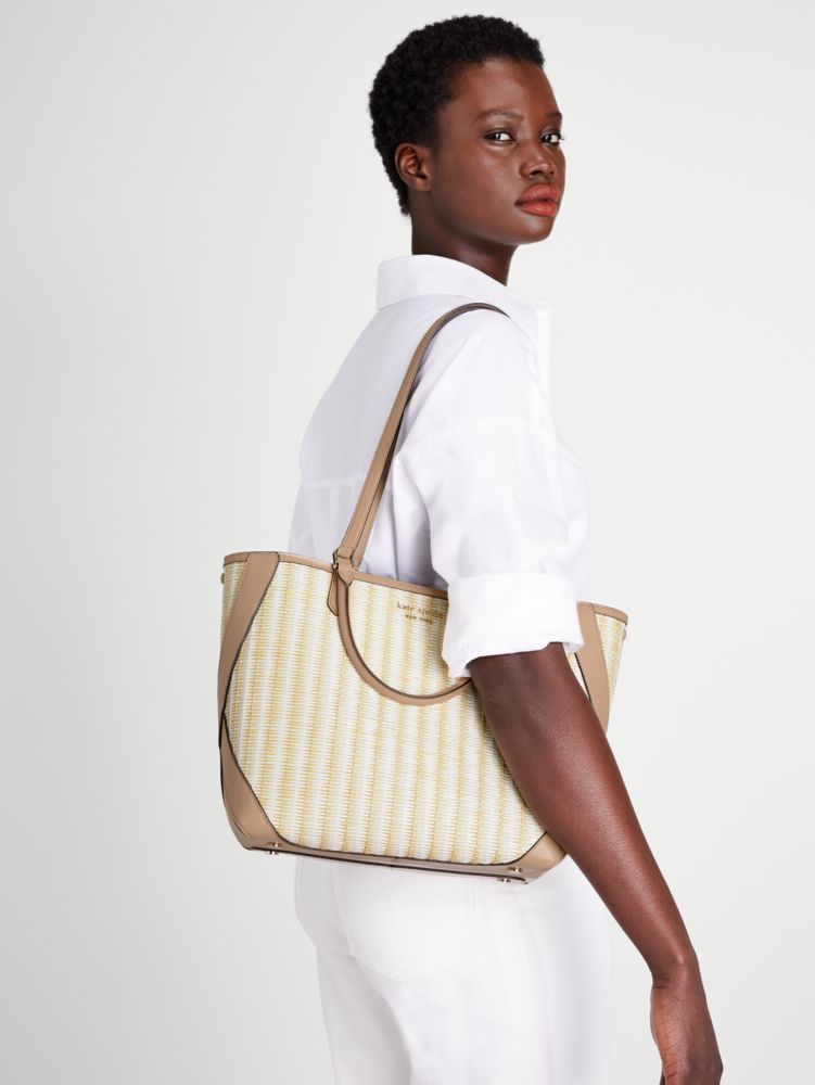 Kate Spade,Buddie Striped Straw Small Tote,