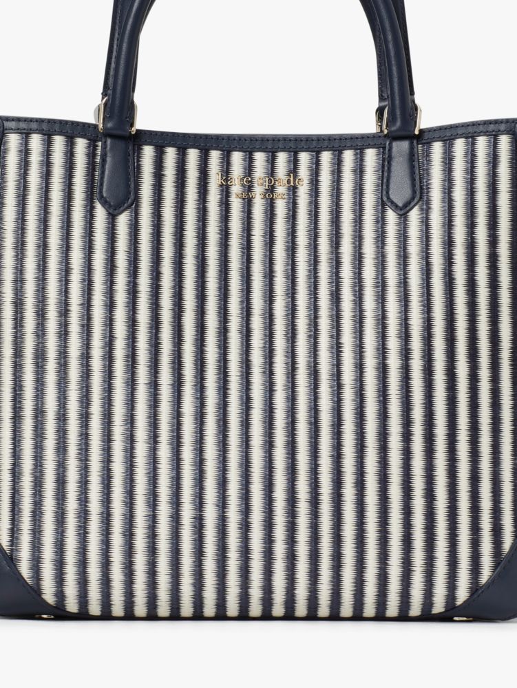 Kate Spade New York Buddie Striped Straw Small Tote - Blazer Blue Multi