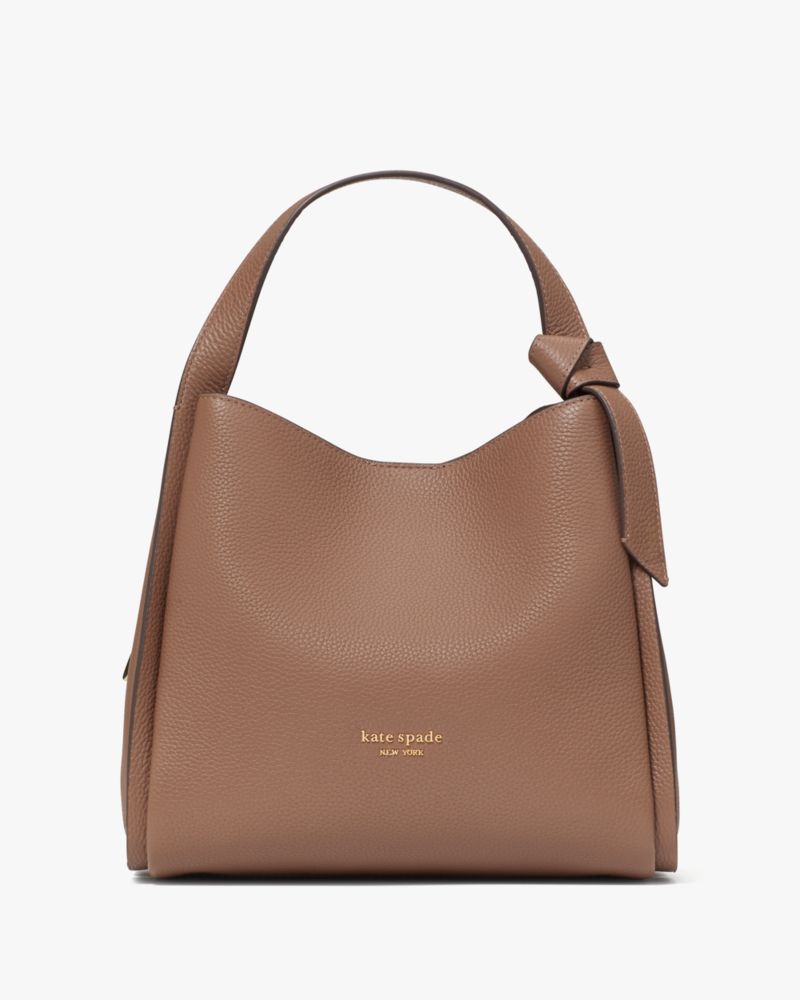 Kate Spade,Knott Medium Crossbody Tote,Leather,Hobo,PVC,Metal,Logo,Knot,Casual,Brown