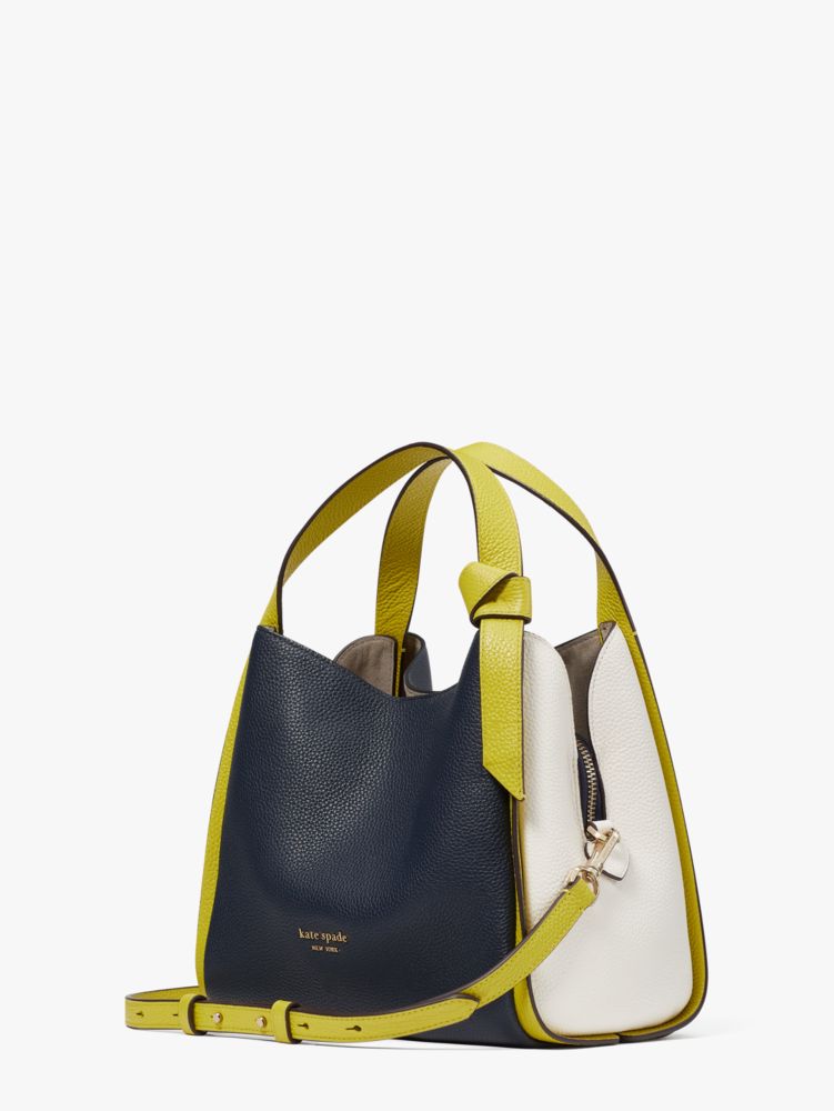 Kate Spade Knott Color-Blocked Pebbled Leather Medium Crossbody Tote  (Blazer Blue Multi) Tote Handbags - ShopStyle