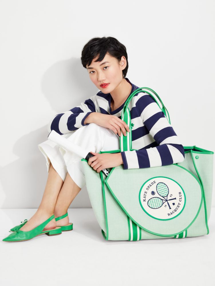 Kate Spade New York + courtside tennis large canvas tote