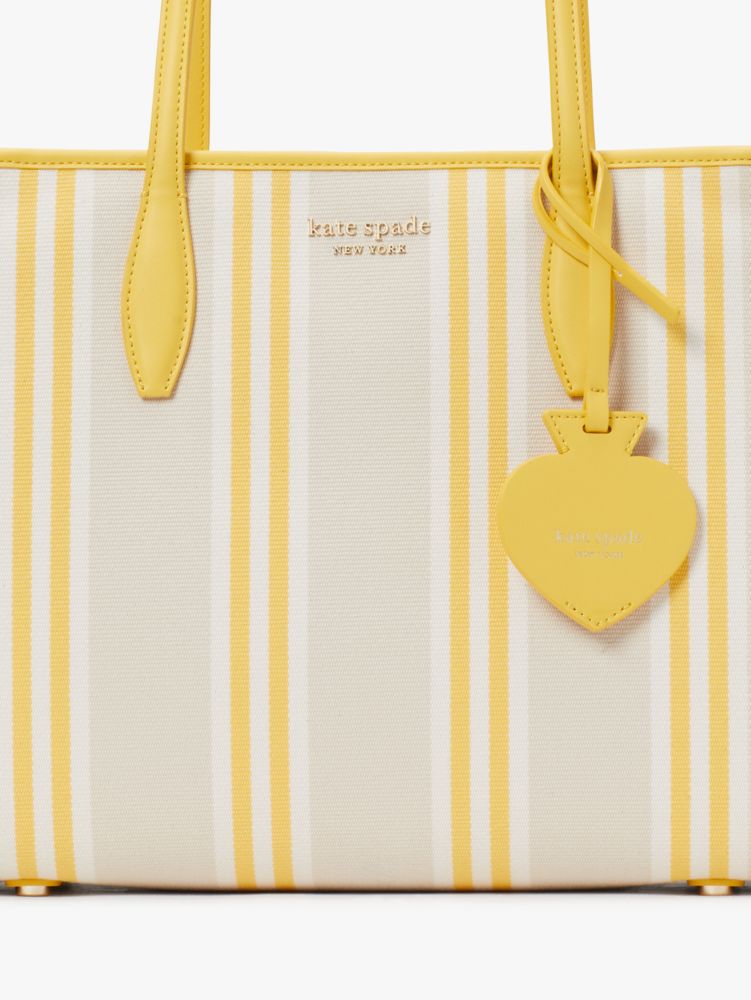 Kate Spade Manhattan Woven Striped Fabric Large Tote in Yellow