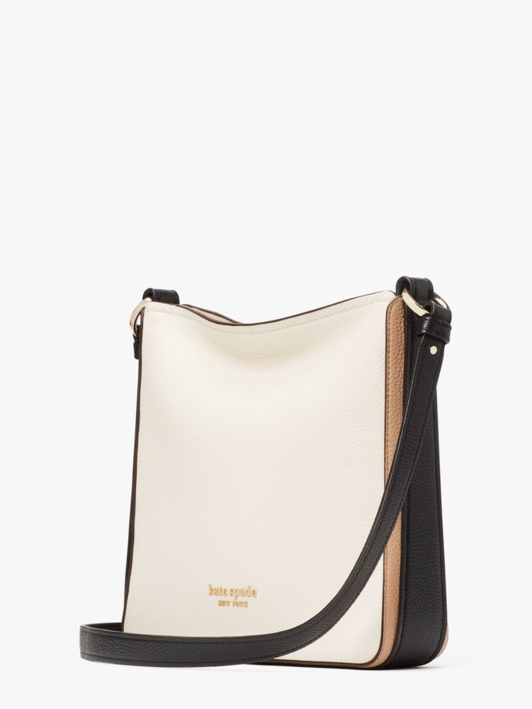 Kate Spade,Hudson Colorblocked Small Messenger Bag,Leather,Messenger Bag,Crossbody,Color Block,Logo,Metal,Casual,