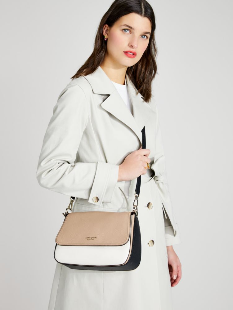Kate Spade New York Hudson Pebbled Leather Medium Convertible Flap Shoulder Bag - Black