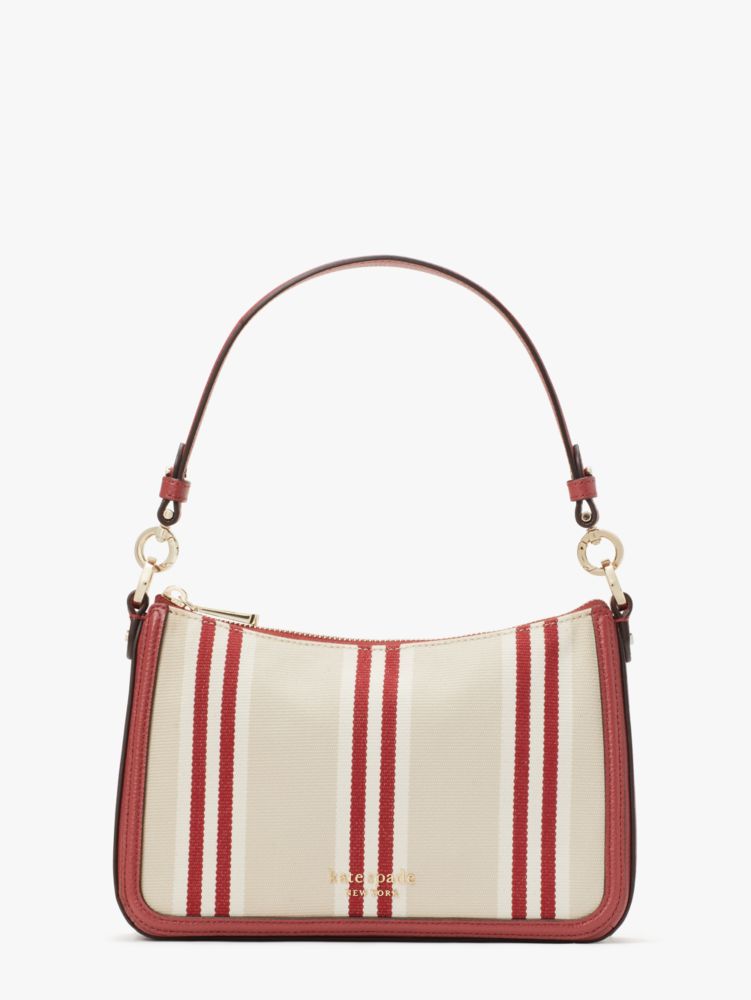 Kate Spade,hudson striped canvas medium convertible crossbody,Medium,Red Jasper Multi