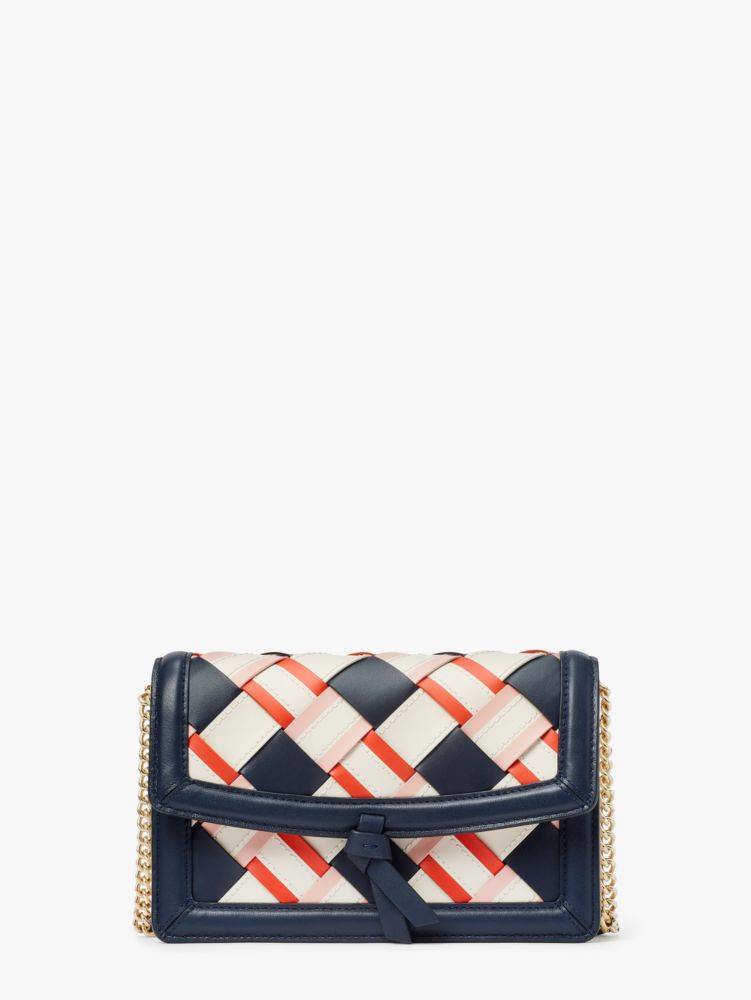 Kate Spade,Knott Woven Leather Flap Crossbody,