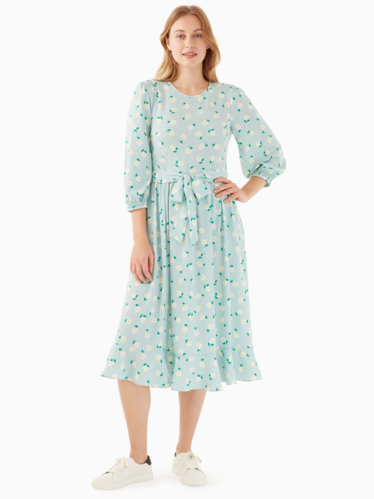 Kate Spade,dancing aster smocked dress,75%,Light Aphrodite Green