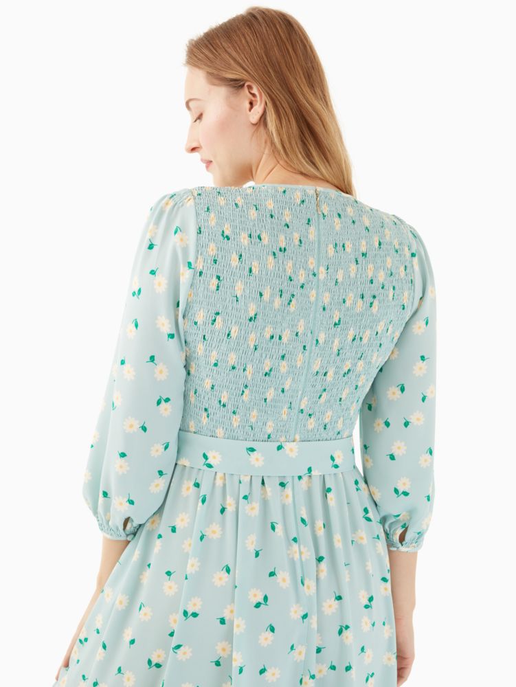 Kate Spade,dancing aster smocked dress,75%,Light Aphrodite Green