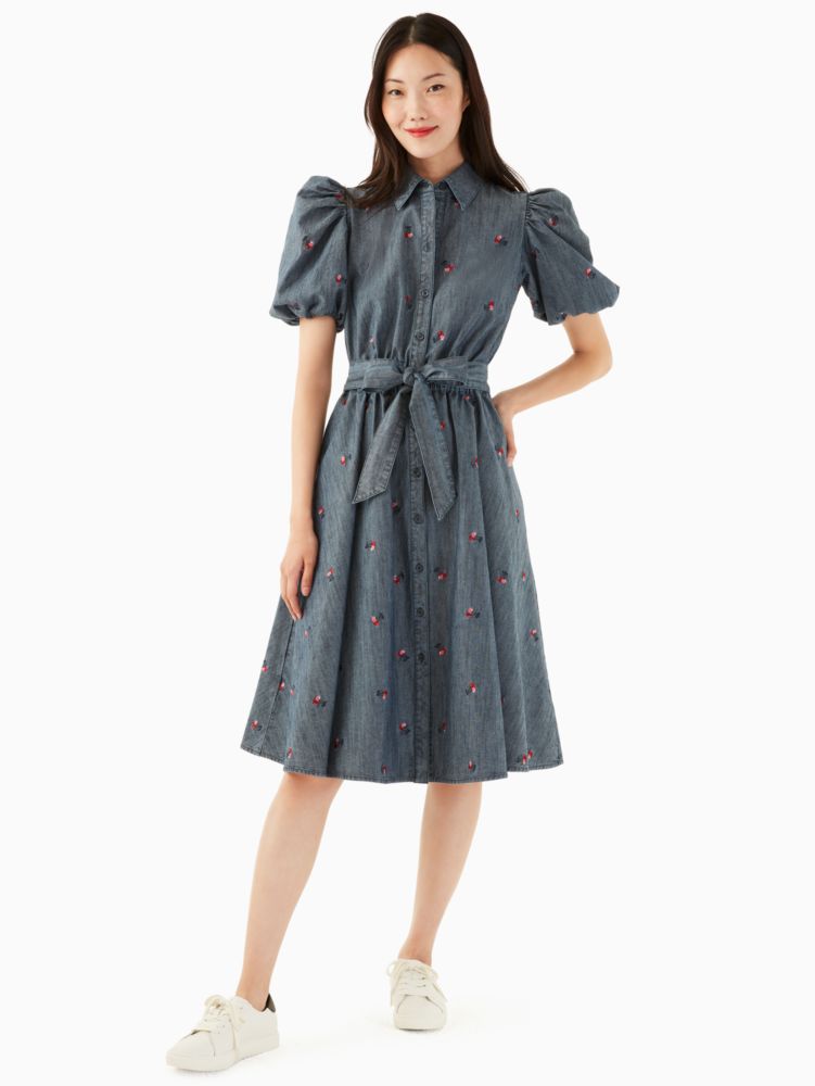 Embroidered Cherry Puff Sleeve Shirtdress | Kate Spade Outlet