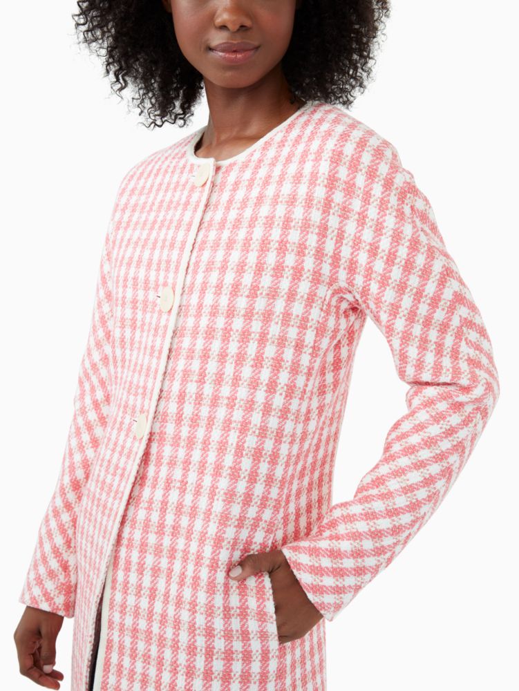 Kate Spade,gingham tweed coat,75%,Peach Nectar