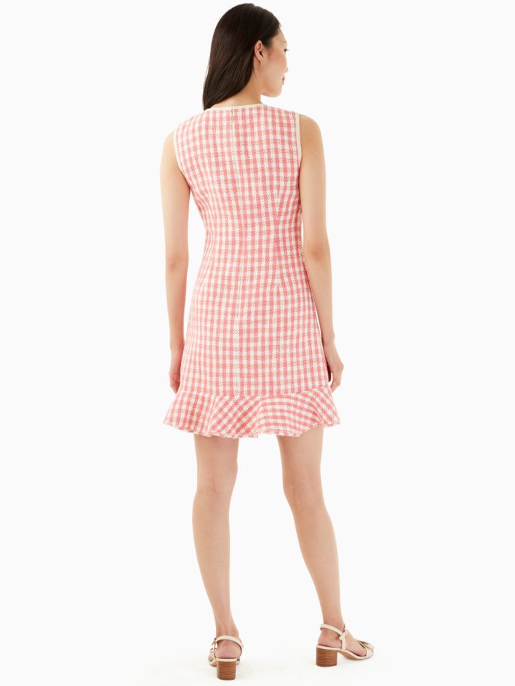 Kate Spade,gingham tweed dress,60%,Peach Nectar