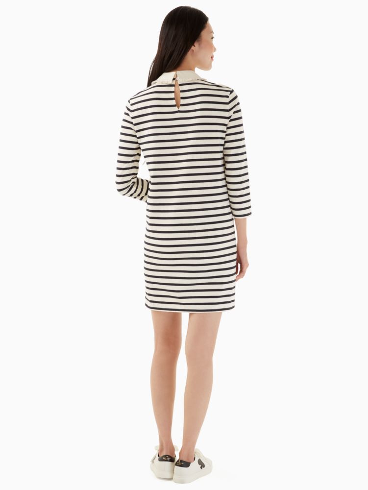 Kate Spade,poplin collar striped tee dress,60%,French Cream