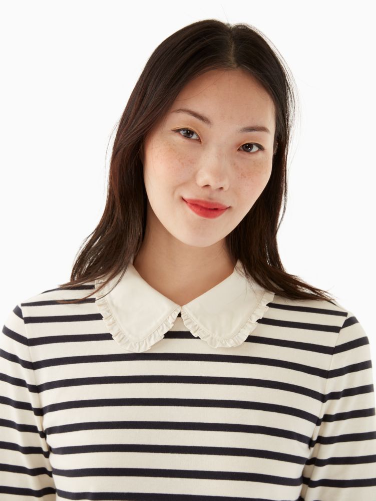 Kate Spade,poplin collar striped tee dress,60%,French Cream