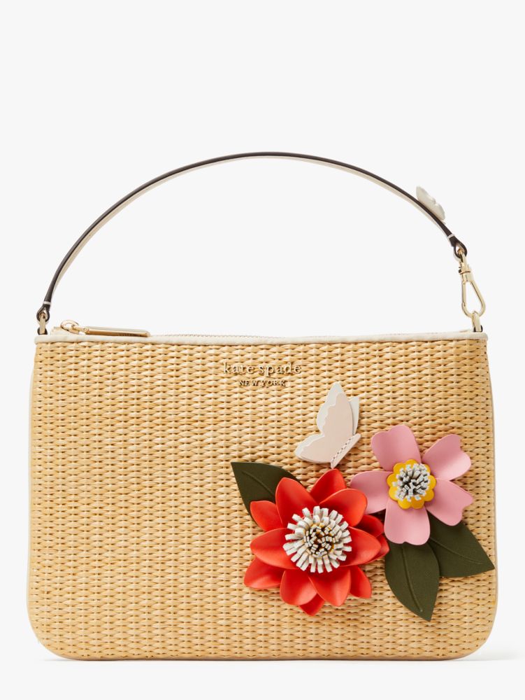 Kate Spade,Petal Straw Flower Pouch Wristlet,wristlets & pouches,