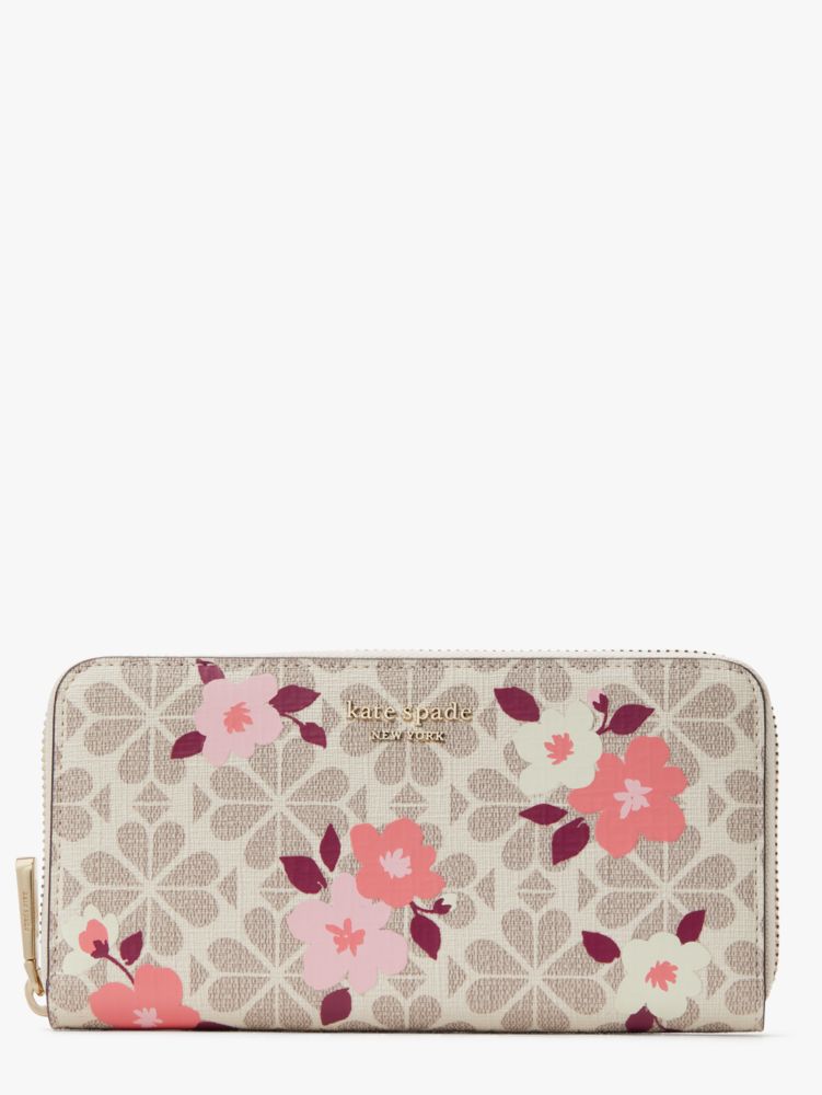 Kate Spade New York Spade Flower Zip Around Continental Wristlet Wallet