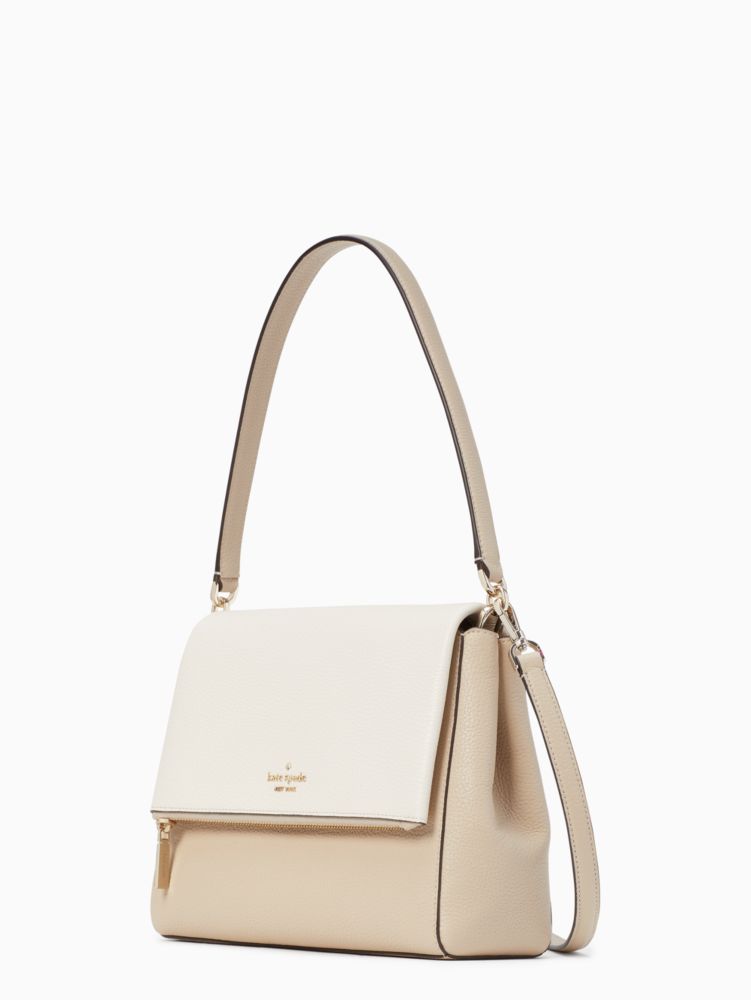 Kate Spade,Leila Medium Flap Shoulder Bag,Light Sand Multi