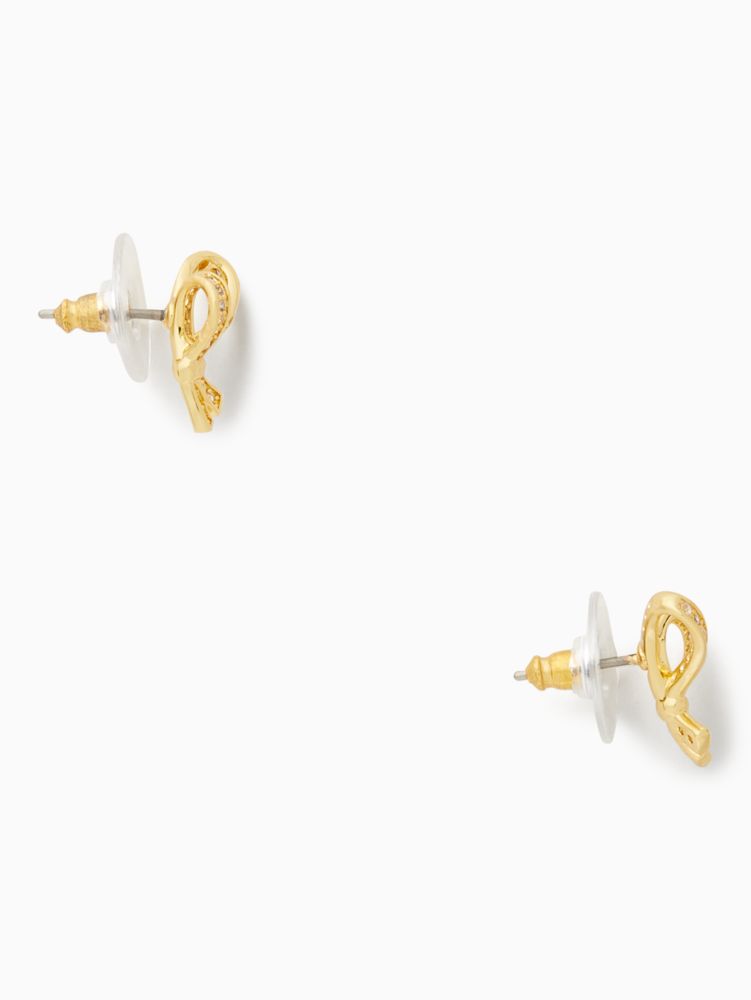Kate Spade,all tied up pave studs,Clear/Gold