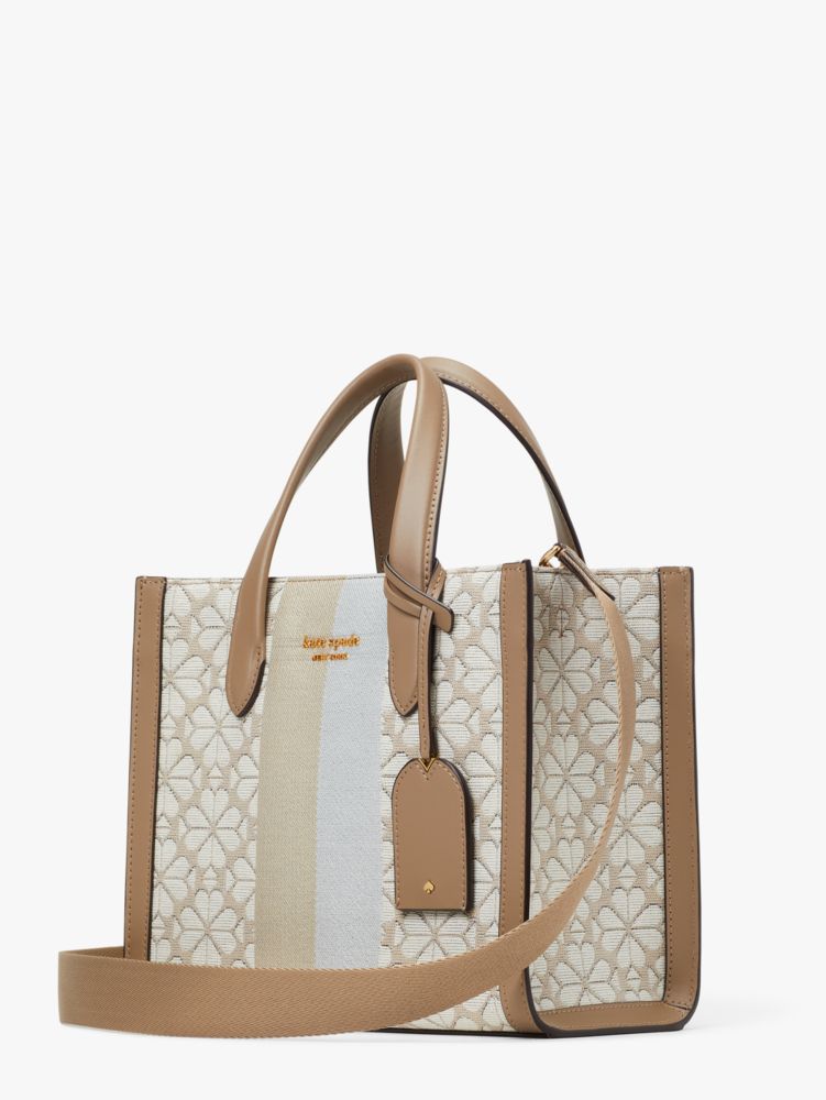 Kate Spade,Spade Flower Jacquard Stripe Manhattan Small Tote,Leather,Tote,PVC,Color Block,Metal,Logo,Compact,Casual,