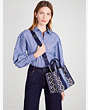 Kate Spade,Spade Flower Jacquard Stripe Manhattan Small Tote,tote bags,Small,Work,Blue Multicolor