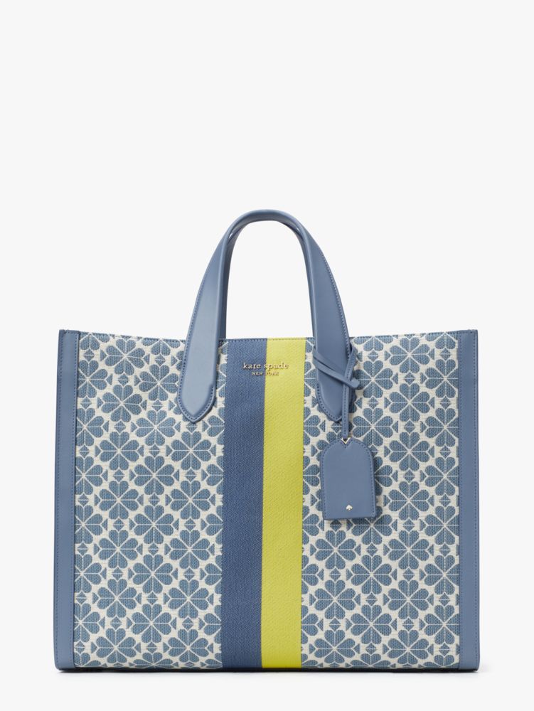 Kate Spade Oversized Spade Flower Jacquard Stripe Manhattan Large Tote Natural